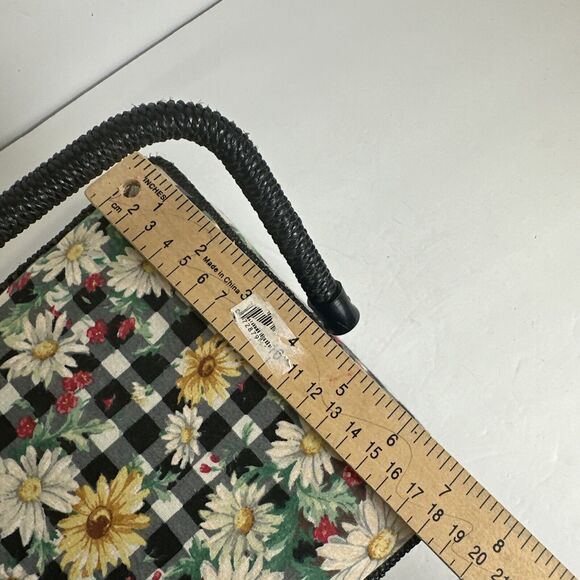 Sewing Box Basket Vintage Square Floral Design Padded w/ Handle - Picture 10 of 10